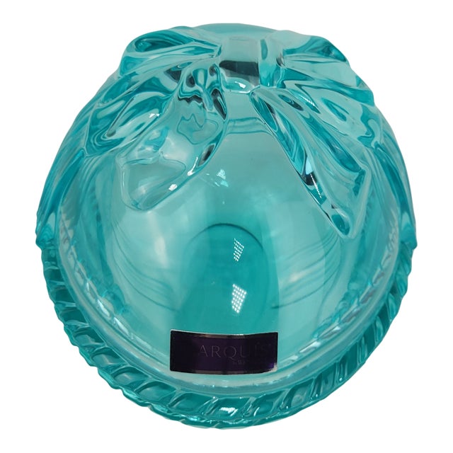 Late 20th Century Marquis by Waterford Crystal Egg Trinket Box With Bow in Box For Sale