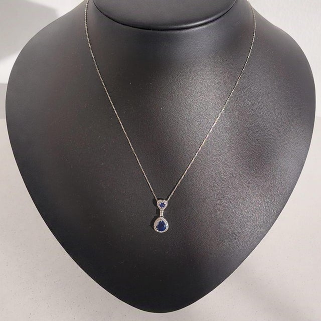Sapphire and Diamond Platinum Mini Pendant Necklace - Fei Liu For Sale - Image 4 of 6