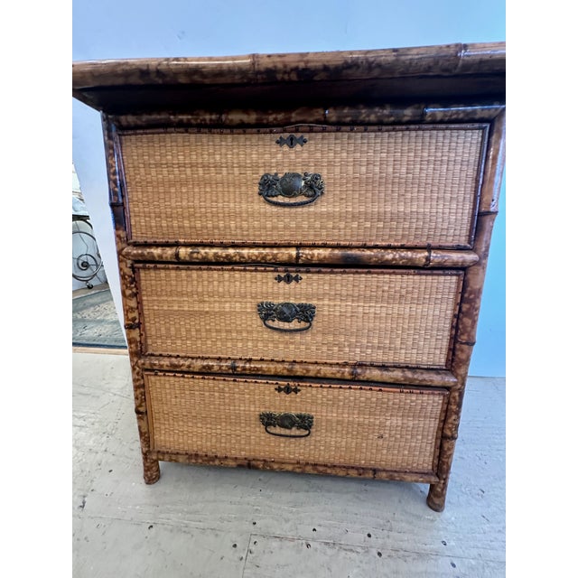 1970s Bamboo & Rattan Small Chest of Drawers For Sale In Philadelphia - Image 6 of 14