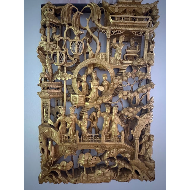 Chinoiserie Early 20th Century Asian Giltwood Panel For Sale - Image 3 of 6