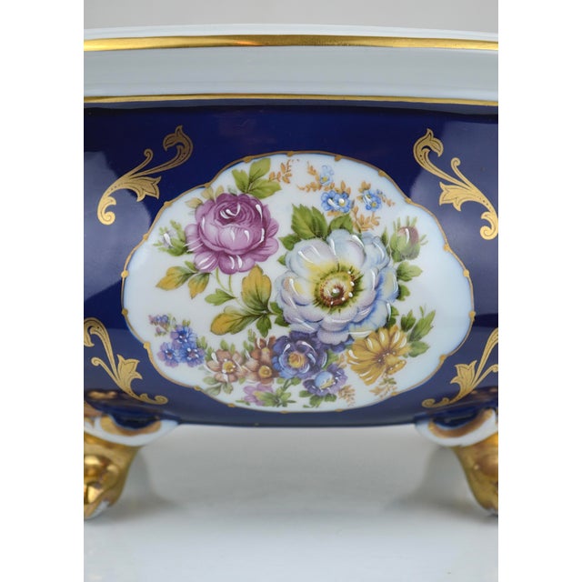 Cobalt Blue and Gilt Porcelain Jardinière, Portugal, 1950s For Sale - Image 11 of 14