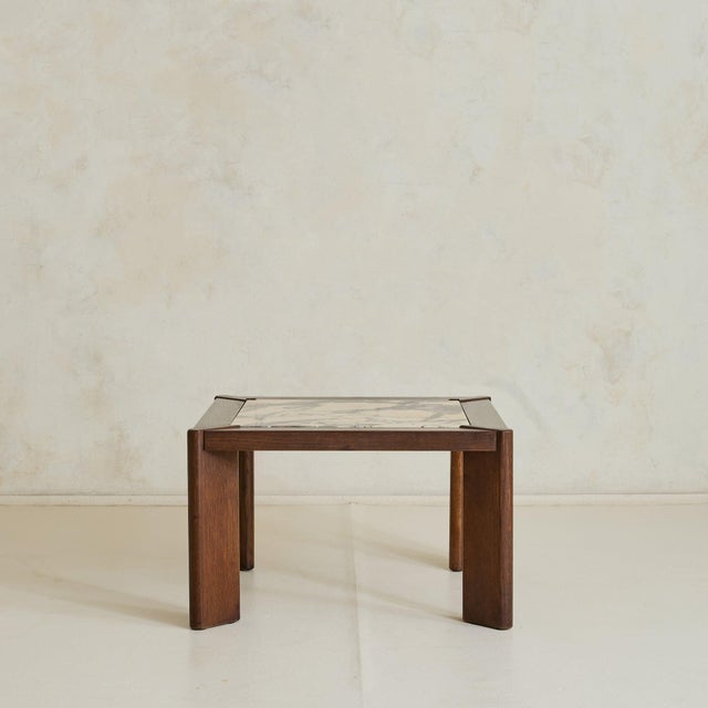 1970s Belgian Marble + Oak Side Table, 1976 - 2 Available For Sale - Image 5 of 11