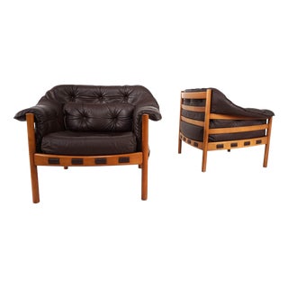 Leather Lounge Sessel by Sven Ellekaer for Coja, 1960, Set of 2 For Sale
