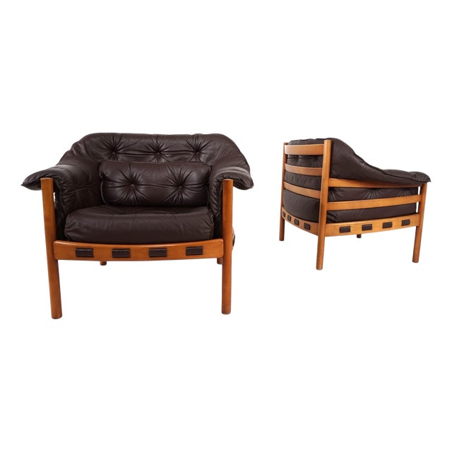 Leather Lounge Sessel by Sven Ellekaer for Coja, 1960, Set of 2 For Sale