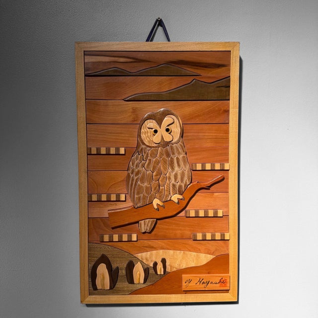 Japanese Wooden Owl Wall Decoration from Y. Hayashi, 2000 For Sale - Image 10 of 10