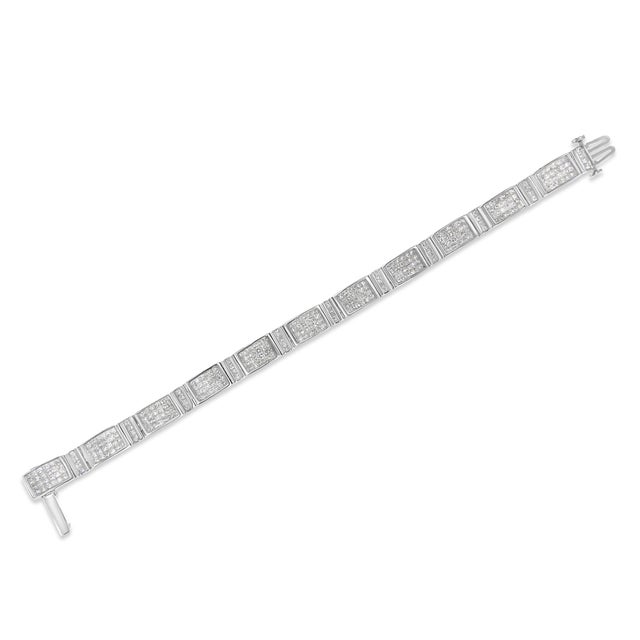 Haus of Brilliance 14K White Gold 7.0 Cttw Princess Cut Diamond 7" Alternating Vertical and Horizontal Rectangular Link Tennis Bracelet (H-I Color, SI2-I1 Clarity) For Sale - Image 4 of 6