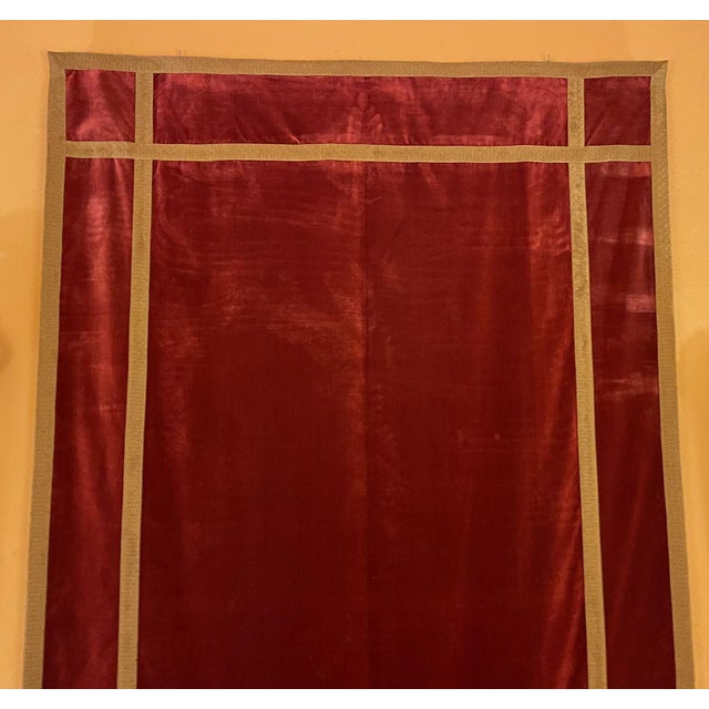 Antique Italian Red Silk Velvet Altar Back, 1800s For Sale - Image 4 of 7