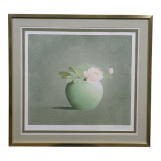 Rosalyn Gale Powell Signed Peony in a Chinese Jar Lithograph Print 27" For Sale