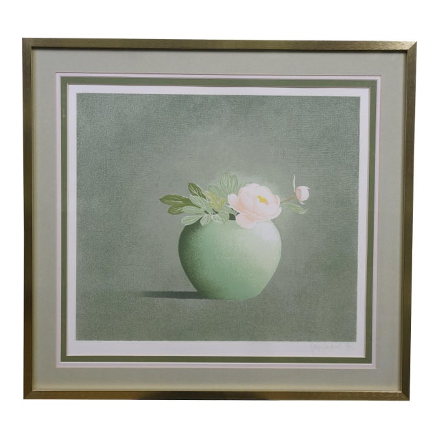Rosalyn Gale Powell Signed Peony in a Chinese Jar Lithograph Print 27" For Sale