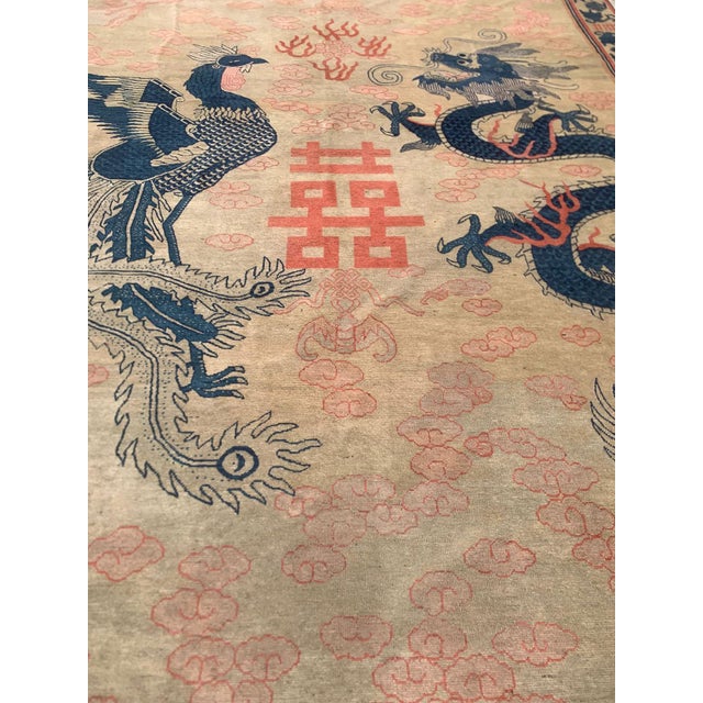Antique Chinese Dragon and Phoenix Wedding Rug With Double Happiness Symbol 9'2" X 11'8" For Sale In Washington DC - Image 6 of 18