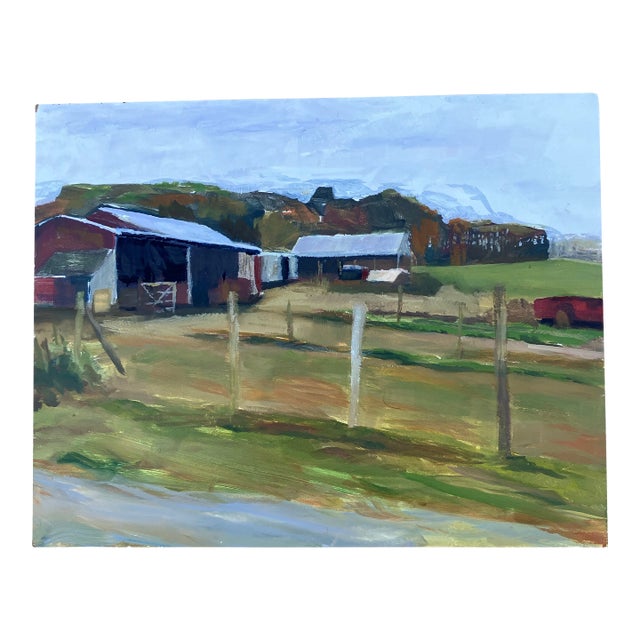 1980’s Original Moody Abstract Expressionist Rural Landscape Painting For Sale