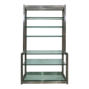1980s Vintage Metal Bookcase Etagere With Glass Shelves