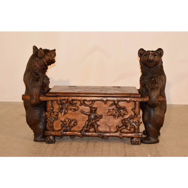 19th Century Black Forest Carved Unusual Bear Bench Chairish