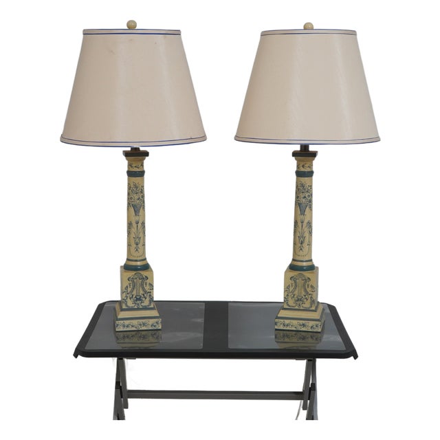 1970s Pierre French Country Neoclassical Table Lamps - a Pair For Sale