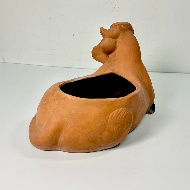 Late 19th C. English Country Boho Chic Farmhouse Large Terra Cotta Cow Planter. For Sale - Image 13 of 18