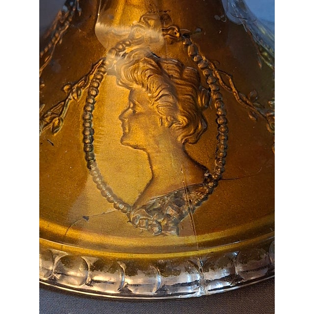 Antique Eapg Riverside Glass No. 423 Empress Kerosene Lamp Gold Intaglio Base 10.75" c.1894 For Sale - Image 13 of 15
