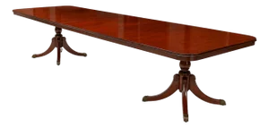 Vintage Drexel Mahogany Extendable Double-Pedestal Dining Table With 3 Leaves