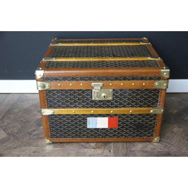 Small Steamer Hat Trunk from Goyard, 1920s For Sale - Image 11 of 17
