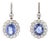 4.47 Carat Round Brilliant Cut Diamond Blue Sapphire Gold Earrings, Pair For Sale