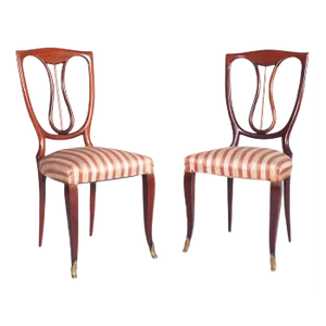 Set of Hall Chairs in Mahogany Attributed to Melchiorre Bega, 1940s