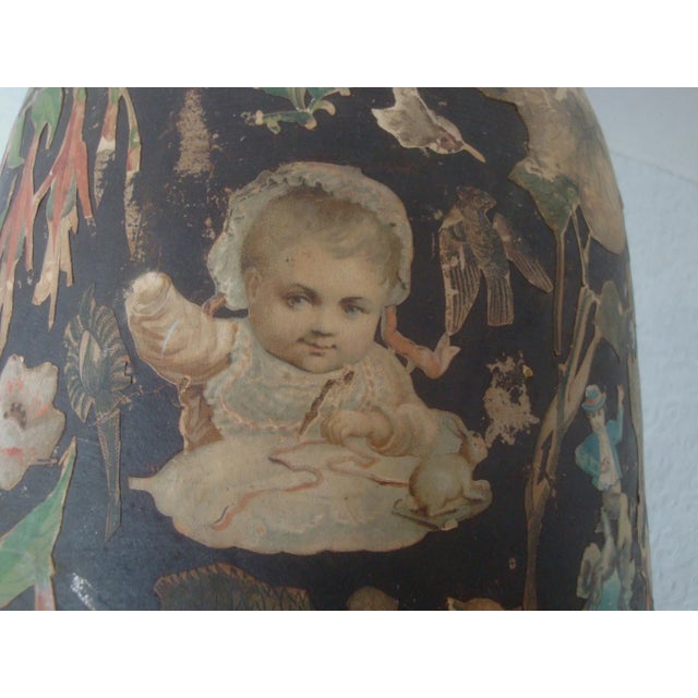 Late 19th Century Scrap Decoupage Earthenware Jug Victorian Folk Art For Sale - Image 5 of 13