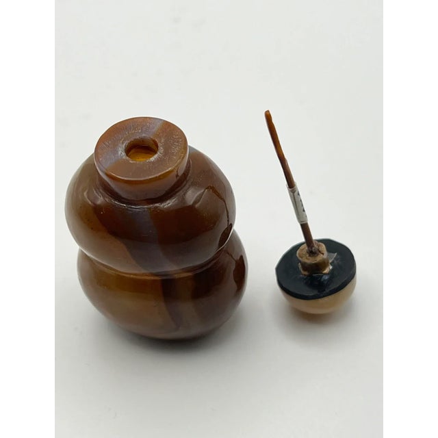Vintage Chalcedony Double Gourd Snuff Bottle For Sale - Image 12 of 14