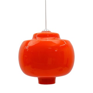 Large Orange Glass Pendant Lamp from Peill & Putzler, 1960s For Sale