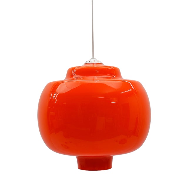 Large Orange Glass Pendant Lamp from Peill & Putzler, 1960s For Sale
