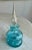 Mid-Century Modern 1960s Turquoise Blue Blenko or Empoli Style Crackle Glass Bottle With Stopper For Sale - Image 3 of 8