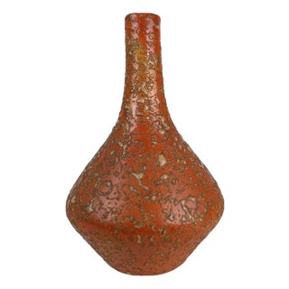 Vintage Orange Ceramic Vase, 1970s For Sale