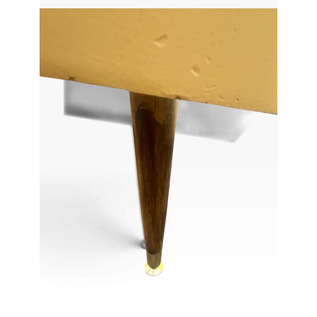 Wood Vintage Mid-Century Modern Three-Tier Tangerine Console Table With Walnut and Gold Accents For Sale - Image 7 of 10