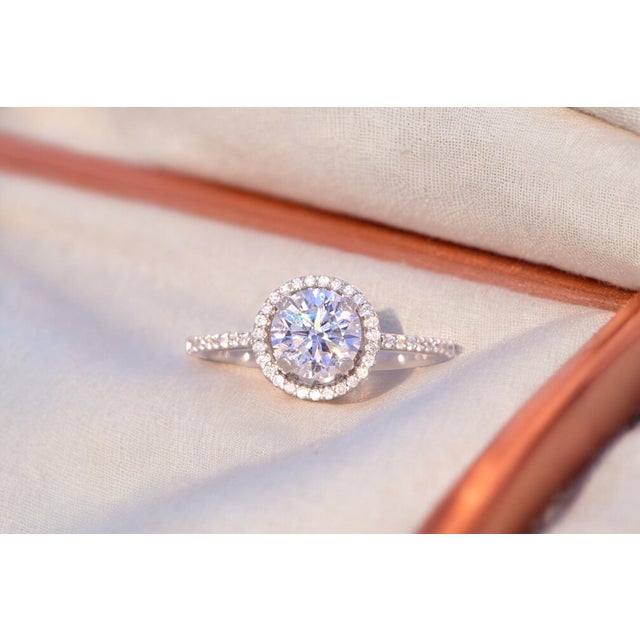 Contemporary The Champ: Halo Set Natural Diamond Engagement Ring in White Gold For Sale - Image 3 of 11