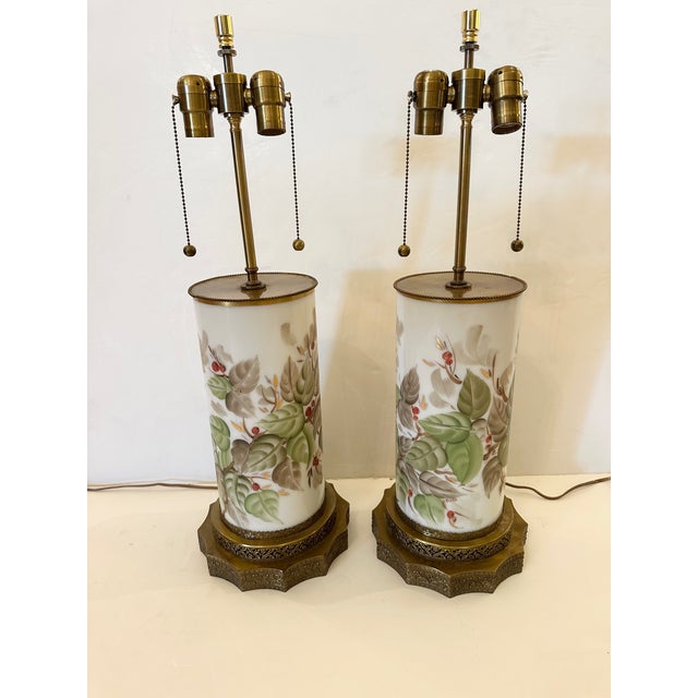 Chinese Chinese Porcelain Lamps With Brass Bases and Custom Shades -a Pair For Sale - Image 3 of 13