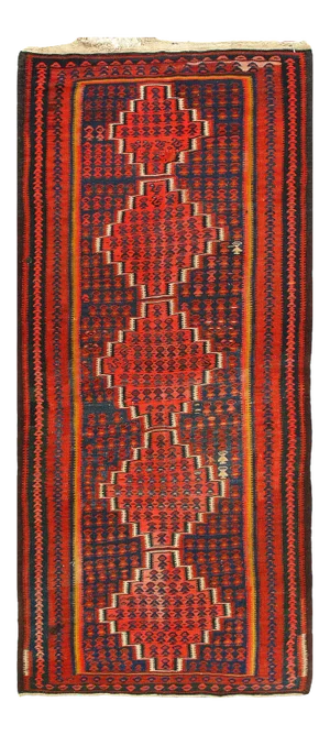 Vintage Red Persian Flat Weave Shiraz Rug 3'8'' X 8'3''