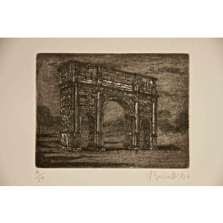 Armando Buratti, Rome, Arch of Constantine, Etching, 1967 For Sale