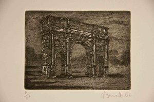 Armando Buratti, Rome, Arch of Constantine, Etching, 1967
