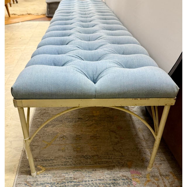 Mid Century Wrought Iron and Tufted Upholstered Bench For Sale In New York - Image 6 of 6