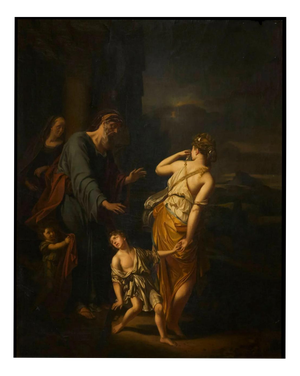 Dutch School Artist after Adrien Van Der Werff, Abraham Sends Hagar and Ishmael Away, Oil on Canvas