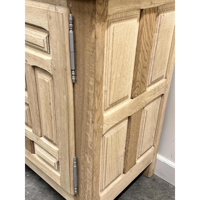 Vintage French White Oak Brutalist Sideboard, France, 1960s For Sale - Image 9 of 15