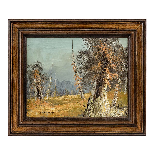 Vintage Autumn Landscape Impasto Oil Painting For Sale