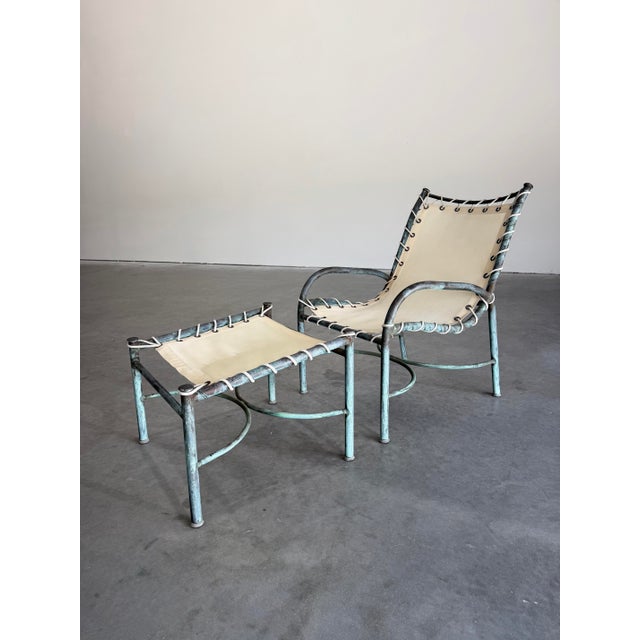 An uncommon Robert Lewis attrb Lounge Chair and Ottoman set in Bronze, Santa Barbara California made c.1930’s. Original...