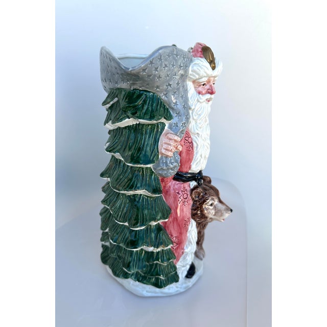 Ceramic 1990s Fitz & Floyd Russian Wilderness Santa Claus & Bear Pitcher 2Qt For Sale - Image 7 of 8