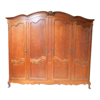 Early 20th Century Antique Louis XV Style Oak Armoire For Sale