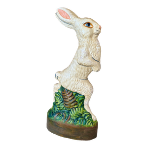 Vaillancourt Sculptural Folk Art Chalkware Hand Painted-Limited Edition Rabbit Decorative Object