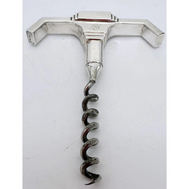 1930s Art Deco /Moderne Sterling (.950) & Silverplate Corkscrew, Monogram 'S', 1930 For Sale - Image 5 of 11