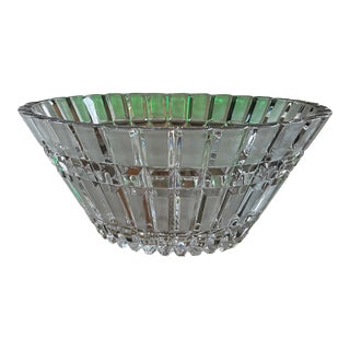 1960s Hand Made Polish A.C.C. Large Crystal Panel Cross Hatch Oval Centerpiece Bowl For Sale