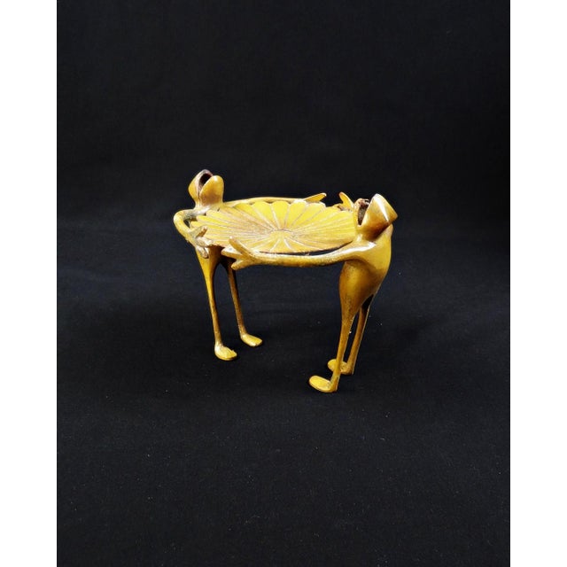 Art Deco Style Brass Frog and Lily Pad Tray, 1980s For Sale - Image 4 of 13
