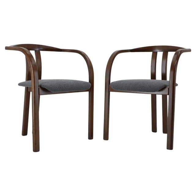 Dining Chair in Grey Bouclé Fabric by Ton, 1980s For Sale - Image 9 of 9