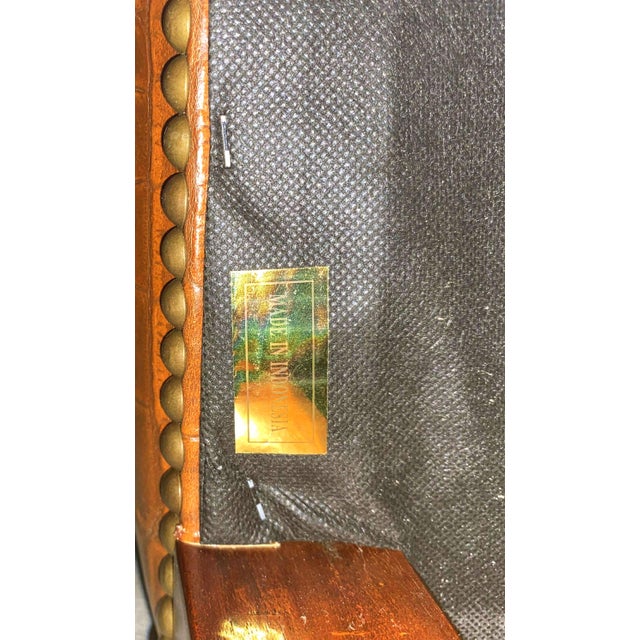 Wood 1990s Maitland Smith Alligator Print Leather & Mahogany Chairs For Sale - Image 7 of 12