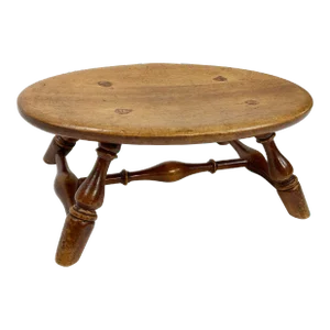 Vintage Wooden Turned Leg Milking Stool